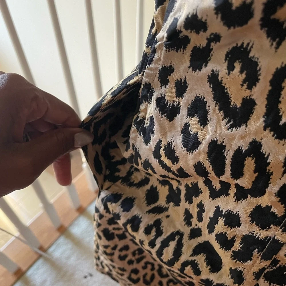 Dance & Marvel Leopard Print V Neck Dress with Puff Sleeves - Picture 8 of 14